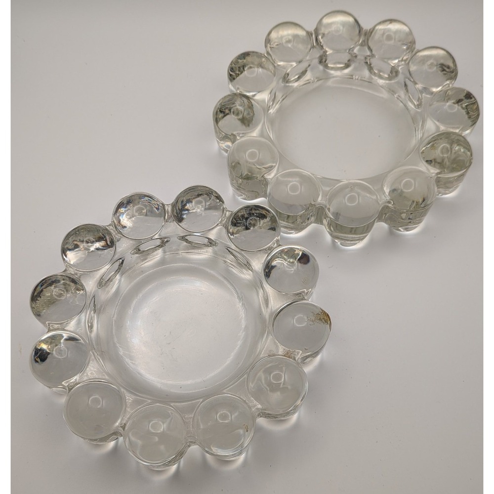 Arcoroc France Glass Ashtrays Unisex OS Clear Vintage Bubble Sierra Set of 2